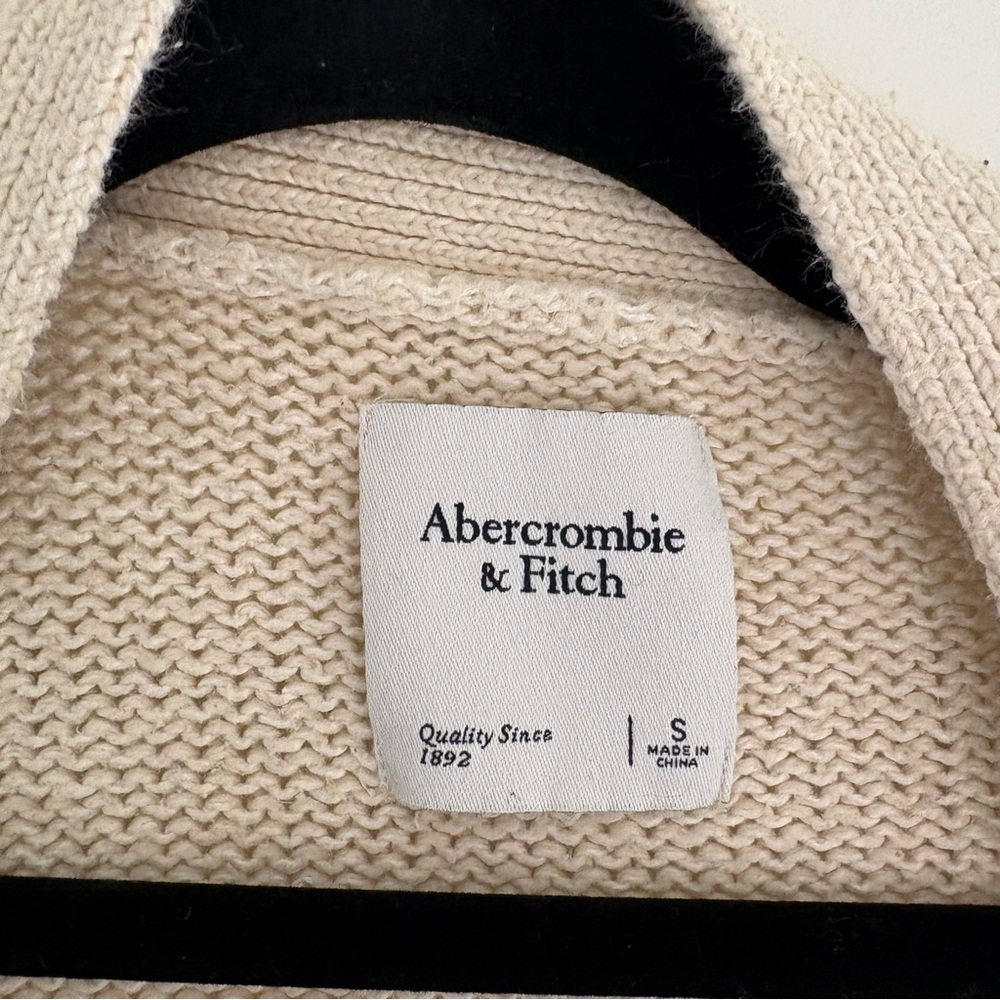 Abercrombie & Fitch Women’s Cream Open-Front Cardigan Sweater - Picture 4 of 6